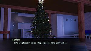 Christmas adventure with brunette blowjob