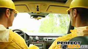 Two Horny Guys Stuff All Holes of This Cute Babe! 😲