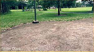 the braless milf housewife plays basketball outdoors in a short skirt with no panties