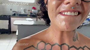 tattooed hottie with short hair opens her big ass for banging, then sucks after admitting she likes being treated like a slut.