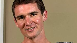 Angry Gay Hunk Strokes Cock on Sofa Until He Cums