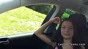 Hungarian teen 18+ hitchhiker banging outdoor with monster cock pov.