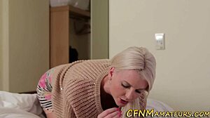 Tugging cfnm amateur babe with emotional blowjob and cumshot.