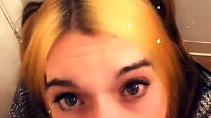 Pretty trans princess kneels to suck cock