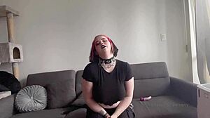 Goth Joi Vanessa Strawberry Undresses and Cums