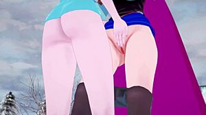 Intense Lesbian Fingering Outdoors in Stockings