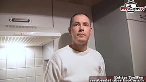 German amateur casting features curly haired housewife from next door