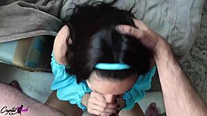 Big tits girl wakes up to deepthroat session