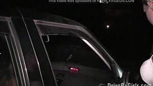 Big tits model krystal swift undressing in the car on the way to public sex orgy