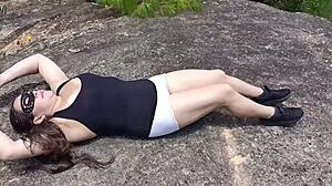 Latina Sister-in-Law Teases with Giant Cameltoe in Forest Workout