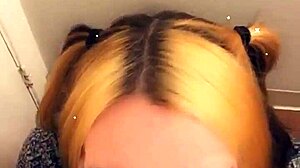 Pretty trans princess kneels to suck cock