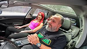 Naked Redhead Ginger Smith Walks Streets of Sao Paulo in Car with Ma Santos