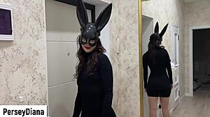 Stepsis came from party and was fucked so rough with cum on face mask