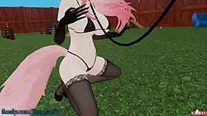 catgirl trained by master, moaning and squirting as good kitty