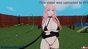 catgirl trained by master, moaning and squirting as good kitty