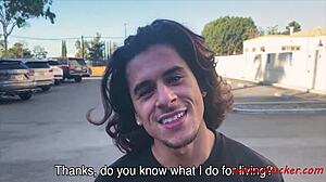 This brunette latin teen doesn't mind having gay sex for money in public, spied on hidden cam