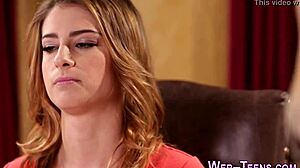 Suggestive finger banging in lesbian threesome with blonde teen