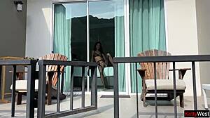 Woman In Shiny Pantyhose Meets Stranger For Encounter.