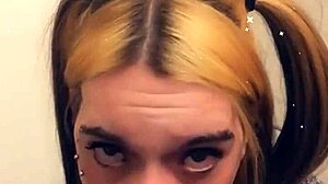 Pretty trans princess kneels to suck cock