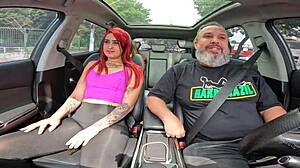 Naked Redhead Ginger Smith Walks Streets of Sao Paulo in Car with Ma Santos