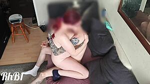 Redhead teen achieves amazing orgasm with cumshot on big tits