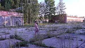 Curvy milf strips in public under short skirt.