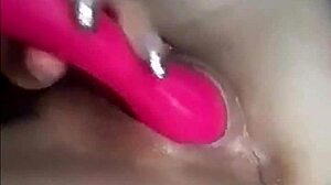 Blonde teen intensely masturbates with rose vibrator