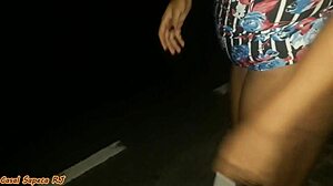 Wife dances nude outdoors, husband fucks her on car hood