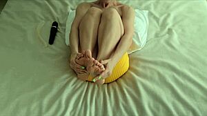Lana In Yellow Dress Fucks Pussy With Dildo Alone!