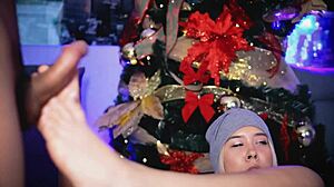 I tease friend by jerking with my feet