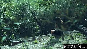 She says, 'Watch me finger my pussy outdoors.'