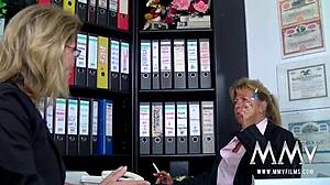 two mature women enjoy young stud's big cock in threesome