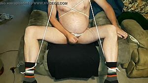 Edgar293 Tied Up, Masturbating With Socks, Ends In Cumshot