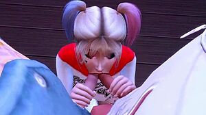 Harley Quinn enslaved for rough anal and bukkake in hentai parody