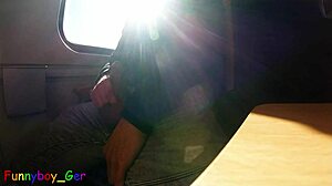 Very Spontaneous Quick Gay Jerk Off And Big Cumshot On Driving Train!