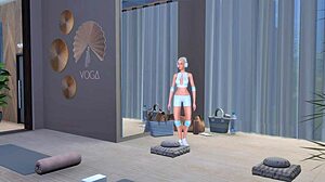 Lustful mature curvy lesbian sluts in sexy outfits perform blowbang and bukkake in gym