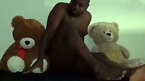Enjoy a threesome with furry toy bears! Brown and Caucasian fun