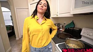 stepsister learns with big cock in kitchen?