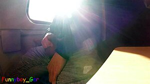 Very Spontaneous Quick Gay Jerk Off And Big Cumshot On Driving Train!