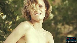 Russian milf model looks amazing naked outdoor in nature