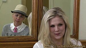 Big tit lesbian licks box in high definition masturbation scene.