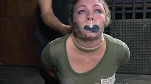 Young innocent babe gets bound by old dominant in bdsm session