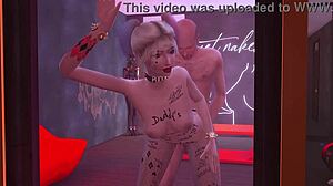 Harley Quinn enslaved for rough anal and bukkake in hentai parody