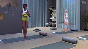 Lustful mature curvy lesbian sluts in sexy outfits perform blowbang and bukkake in gym