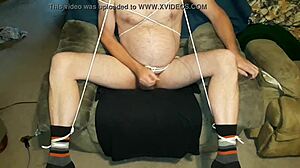 Edgar293 Tied Up, Masturbating With Socks, Ends In Cumshot