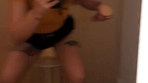 Guy jerks off in changing room.