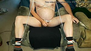 Edgar293 Tied Up, Masturbating With Socks, Ends In Cumshot