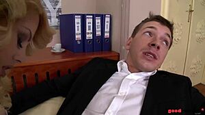 Bonnie Rose seducing two studs at office for anal. 😏