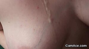 nasty beauty gets sperm shot on her face sucking all the sperm 😈