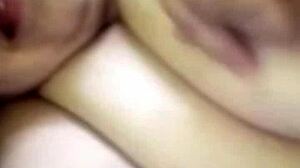 Horny fat woman shows body on video call